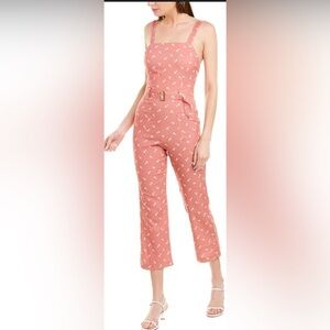 ElleJay Holy Linen Pink and White Belted polkadot Women's Jumpsuit overalls